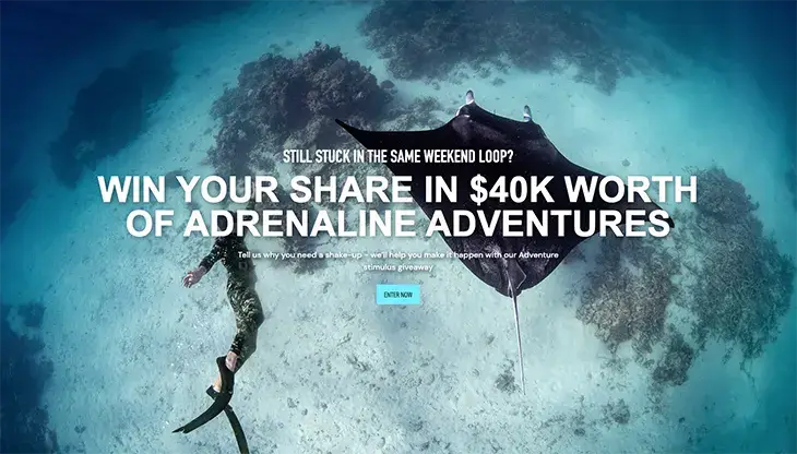 Adrenaline  - Win 1 of 133 $300 Adventure vouchers!