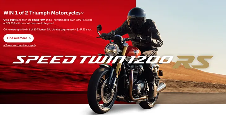 Budget Direct - Win 1 of 2 Triumph motorcycles!