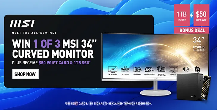 JW Computers - Win 1 of 3 MSI 34 Curved Monitors!