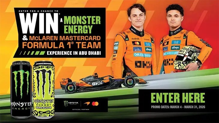 Monster Energy - Win 1 of 2 trips to F1 in Abu Dhabi!
